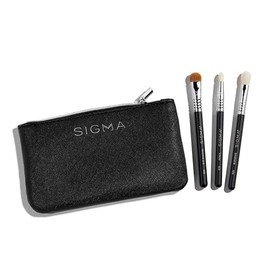 Glam and Go Mini Eye Brush Set by SIGMA for Women - 4 Pc Blending Mini Brush - E25, Eye Shading Mini Brush - E55, Pencil Mini Brush - E30, Mini Beauty Bag