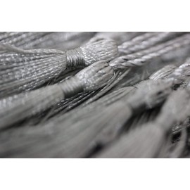 100 Pieces Mini Tassels, BetterJonny Silver Grey Silky Tassels Handmade Bookmarks Tassels for DIY Craft Supplies Home Decor
