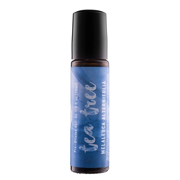 Woolzies Tea Tree Roll-On Essential Oil Blend | Pre-diluted with Almond Oil Glass Bottle with Roller Ball 10 ML