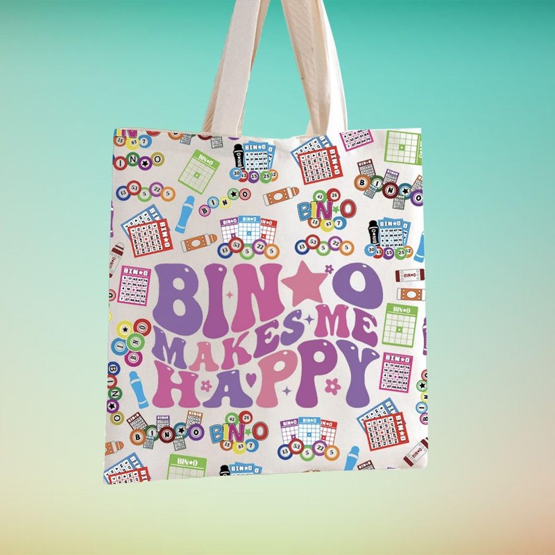 TSOTMO Funny Bingo Player Gift Bingo Makes Me Happy Tote