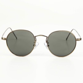 What Say Fashion Flat Boston Metal Frame Color Lens Sunglasses, Clear Lens, Date Glasses, UV400, Men's, Women's, green/antique gold