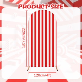 RimCereal 7.2 ft Princess Party Arch Backdrop Striped Arch Spandex Stretch Backdrop Stand Cover for Wedding Birthday Banquet Boys Girls Shower Ceremony Decoration(Red and White)