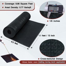 BXI SBS Modified Bitumen Waterproofing Membrane Roll, 13 Inch x 8.2 Feet Thick Flexible Torch-on Asphalt Roofing Material, Self-Healing Flashing Sealant Outdoor Roof Foundation Ice and Water Shield