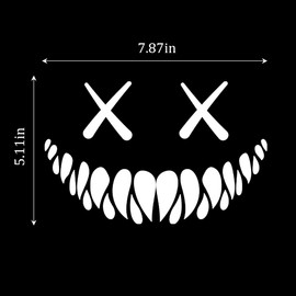 Bittwee Reflective Smile Demon Car Sticker, Funny Cool Die Cut Waterproof Vehicle Window Decal, Automotive Body Sticker Decoration Accessories, Universal for Vans, Trucks, Laptops (White)