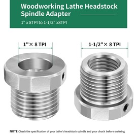 HAowosi Lathe Headstock Spindle Adapter,Converts 1"x8 TPI to 1-1/2-8 TPI for Woodworking Lathe