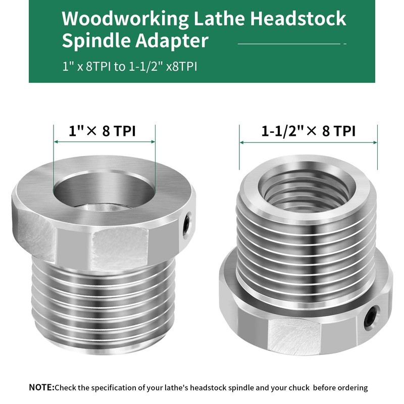 HAowosi Lathe Headstock Spindle Adapter,Converts 1"x8 TPI to 1-1/2-8 TPI