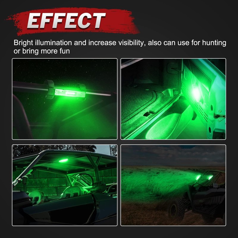Lumimotor Universal Green LED Dome Light Roll Bar Mount LED