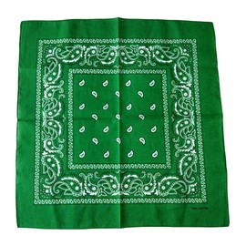 Fosys Bandana, 100% Cotton, Cashew Nut Pattern, 21.7 x 21.7 inches (55 x 55 cm), Square, Large, Scarf, Neckerchief, Triangular Width Men's, Women's, 24.green