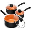 MICHELANGELO Nonstick Sauce Pan with Lid 1QT, 2QT & 3QT,
