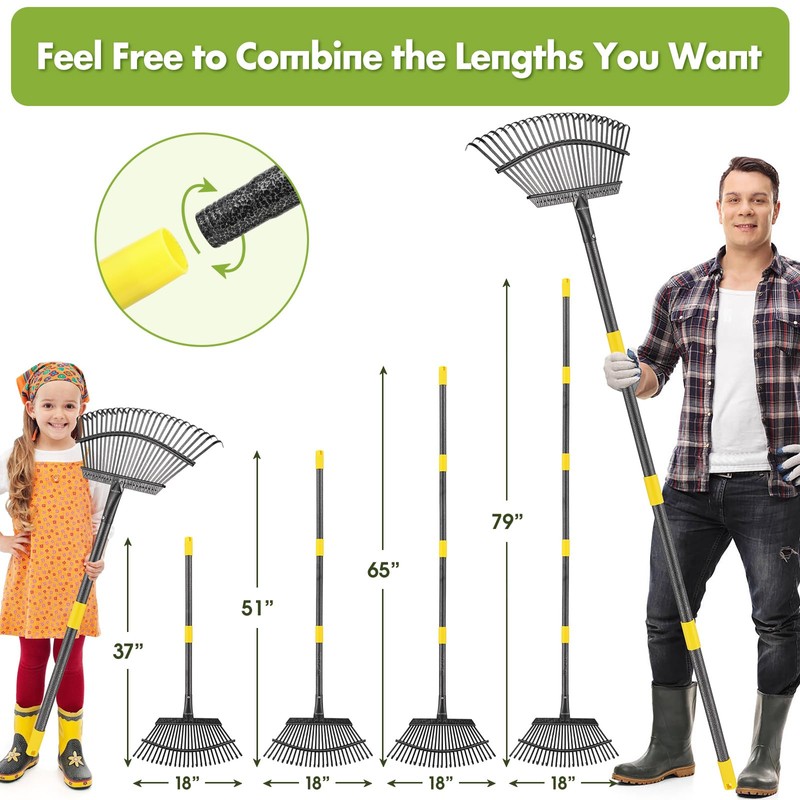 INFLATION Garden Rake for Leaves Heavy Duty Women Men Grandpas