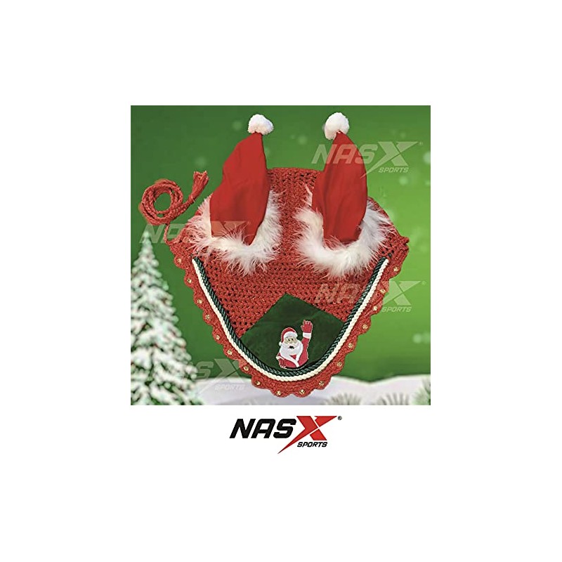 Christmas Santa Claus Horse Ear Bonnet Net Hat Hood Mask