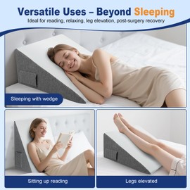 Jufone Wedge Pillow 12inch for Acid Reflux Relief Bed Wedge Pillow for Headboard Triangle