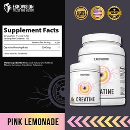 Ekko Creatine 3RD Party Tested Dietary Healthcare Supplement:_PINK LEMONADE_200 Servings