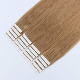Sixstarhair Strawberry Blonde Tape in Hair Extensions Natural Remy Human Hair Extensions Double Side Tape Attached Invisible Hair Extensions [Color 27 Strawberry Blonde 18inch]