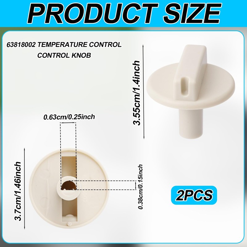 2pcs 63818002 Temperature Control Knobs, High Heat Resistant Heater Knob