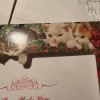 Vtg UNUSED Christmas Card Victorian Cat Kittens Insert Photo W/Env