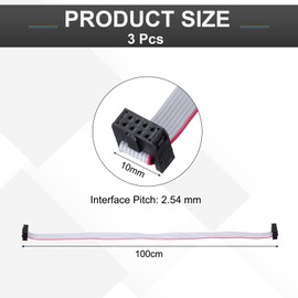 sourcing map 2 Pcs IDC Flat Ribbon Cable, 2.54mm Pitch 10mm Width 100cm Long 8 Pin FC to FC Flat Ribbon Connector Jumper Wire for PC, LED Displays