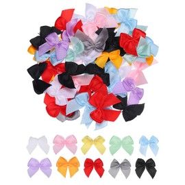 sourcing map Pack of 100 Mini Satin Ribbon Bows 2.5 cm Fabric Satin Bow Flower Bows Ribbon Mini Ribbon Bowtie for Crafts Sewing Wedding Birthday Party Mixed Colours
