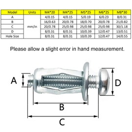 Metal Hollow Wall Anchors, 10 Pcs Heavy Duty Plasterboard Cavity Wall Fixings Anchors Plugs, Expansion Screw Bolts for Drywall Sheetrock Wall Fixings (M8*30)