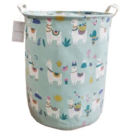 LEELI Laundry Hamper with Handles Collapsible Canvas Laundry Basket,Waterproof Storage Basket Home Organizer for Nursery,Clothes,Toys,Baby Hamper19.7×15.7(grey elephant)