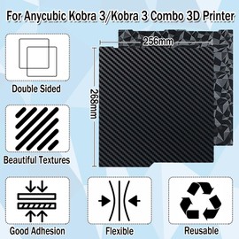Nssnlur Smooth PEO PET Kobra 3 Pressure Plate 256 x 268 mm, Double Sided PEO PET Build Plate Spring Steel Plate for Anycubic Cobra 3, Cobra 3 Combo