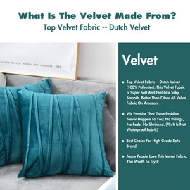 NianEr Velvet Square Throw Pillow Covers Set of 2 Soft Solid Fall Winter Decorative Couch Cushion Pillow Cases 16X16 Teal