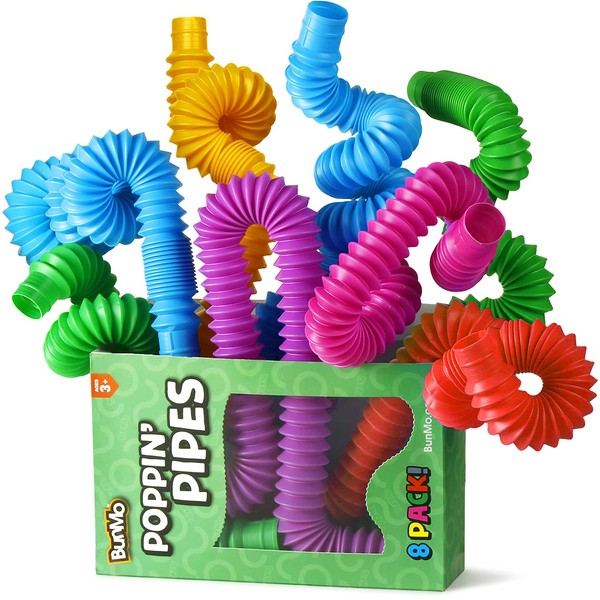 BunMo Pop Tubes Sensory Toys, Fine Motor Skills Easter Basket Stuffers Toddler Toys, Fidget Toys for Sensory Kids and Stocking Stuffers for Kids Learning Toys