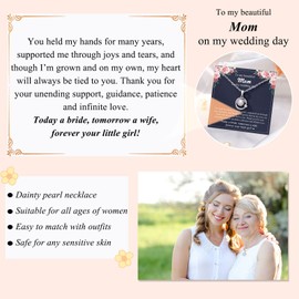 Mother of The Bride Gifts from Daughter, Wedding Gifts for Mom Mother of The Bride Jewelry Silver Pearl Necklace for Mom Gifts from Bride
