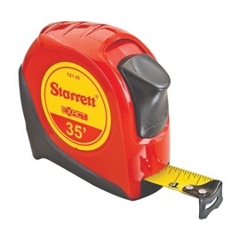 Starrett Exact Retractable Imperial Pocket Tape Measure with Nylon Coating, Self Adjusting End Hook, and Steel Belt Clip - 1" Width, 35' Length - KTX1-35-N