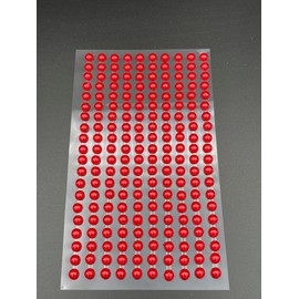 Syntego 200 Bright Christmas Red Round Pearls 6mm Flat Backed Round Self Adhesive Beads