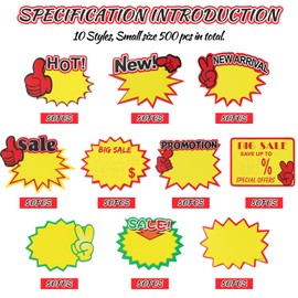 Starburst Sign for Retail Store Small 500pcs Yellow