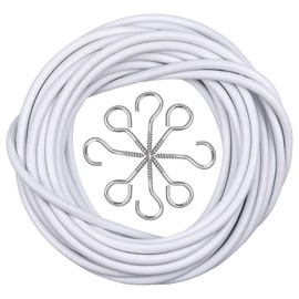 Fodlon Curtain Wire 10 m, White Curtain Wire Rope with 20 Pieces Eyelet Screw Stainless Steel and 20 Pieces Hooks for Curtain Rods