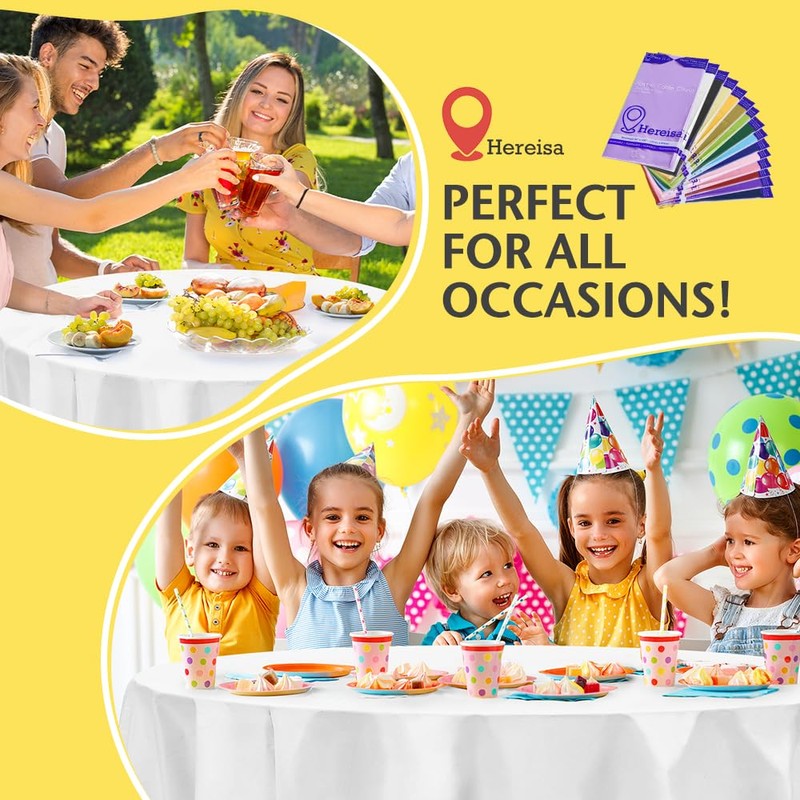 Hereisa 1-Pack Premium Plastic Tablecloth 84in. Round Plastic Table Cover