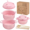 Romooa Large 45oz Cute Ramen Bowl Set Microwavable Pig Ramen