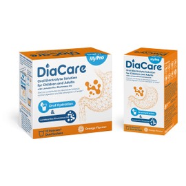 DiaCare Oral Rehydration for Children and Adults | Electrolytes and Probiotic | Orange Flavour | 6 Sachets