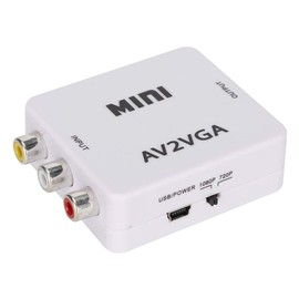 Mini VGA to Video Converter, Mini Vga to Video Converter, AV to VGA Audio Composite Adapter TV SetTop Box Audio Video for Computer Projector (White)