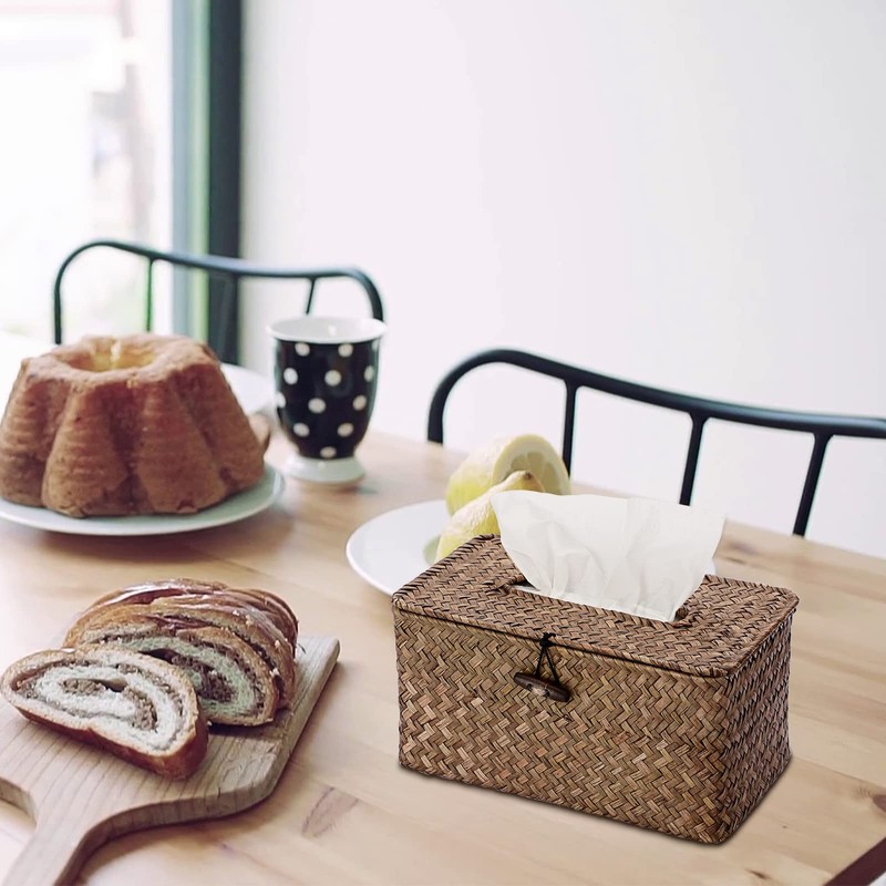 Sumnacon Tissue Box Cover Large Rectangle Tissue Box Seagrass Tissue