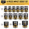 BOEN Pro 1/2" Drive Shallow Impact Socket Set, 14-Piece 6-Point