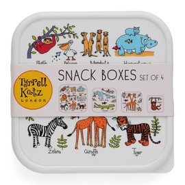 Tyrrell Katz Kids Snack Boxes with Jungle Print - Children's 4 Piece Set - Freezer Safe Square Food Storage Containers