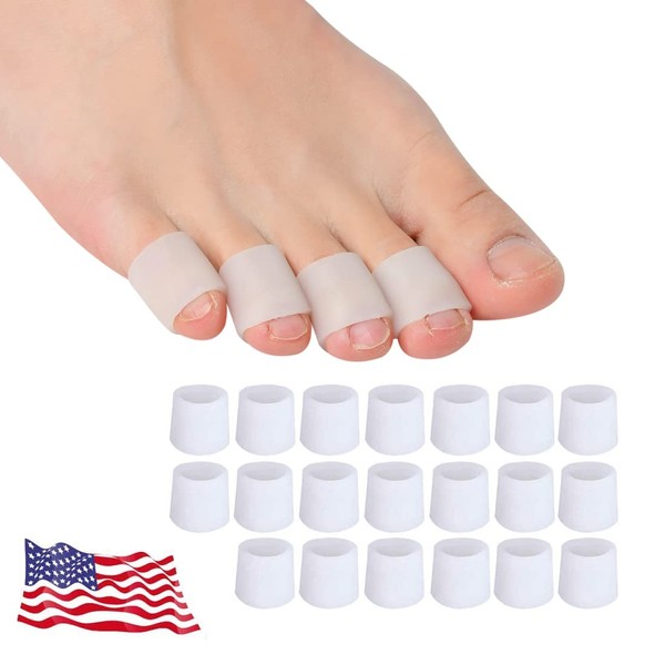 Gel Toe Protectors, Open Toe Sleeves Toe Tubes Toe caps (20 PCS),New Material, Great for Bunion Blisters, Corns, Hammer Toes, Toenails Loss, Friction Pain Relief and More. (for Pinky Toes)