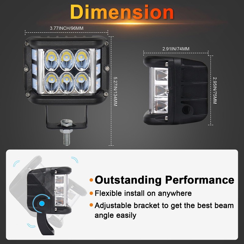 POVTOR Side Shooter LED Pod Lights - 4 inch Off