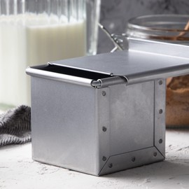 Endoshoji WSY1803 Professional Ulster Bread Mold with Lid, 3.0 inches (7.5 cm), Aluminum, Made in Japan, Silver