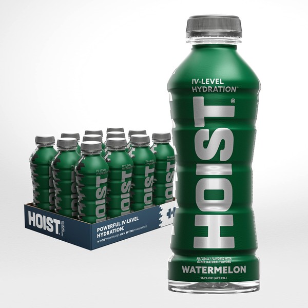 HOIST Premium Hydration Electrolyte Drink, Powerful IV-Level Hydration, Watermelon, 16 Fl Oz (Pack of 12)