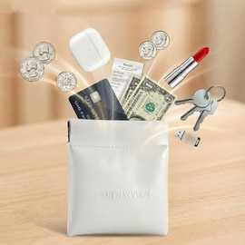 Monedero minimalista para apretar, elegante bolsa de piel vegana blanca para mujeres y hombres, pequeño soporte para cambio de dinero, llaves y artícu