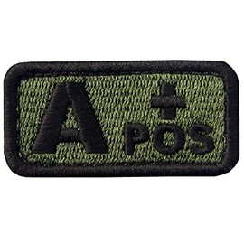 Type A + Tactical Blood Type Embroidered Velcro Patch Olive and Black