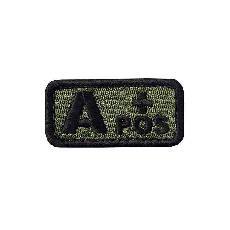 Type A + Tactical Blood Type Embroidered Velcro Patch Olive