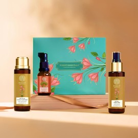 Forest-Essential's Skincare Morning Ritual Mini Gift Set, Face Wash, Toner, Sunscreen, 3 Pieces