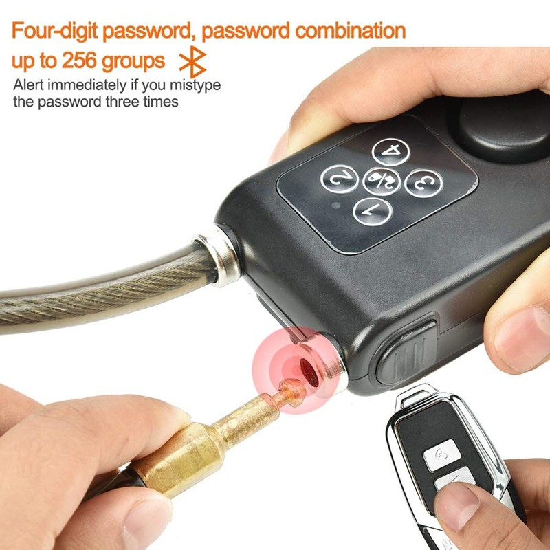 Remote Control Alarm Lock, Electric Motorcycle Password Steel Chain Lock,