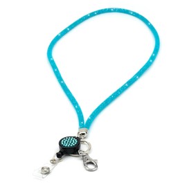 CKB LTD Light Blue Sparkle Lanyard Rhinestone Glitter Crystal Gems Neck Strap with Swivel Metal Clip and Sparkly Bling Retractable reel ID Badge Holder Clip 1pc