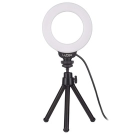 LuMee Studio - Ring Light with Tripod Stand - 4 Inch - Tripod and Laptop Clip Included - Black